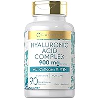 Carlyle Hyaluronic Acid with Collagen 900mg | 90 Capsules | with MSM | Hydrolyzed Collagen Complex | Non-GMO, Gluten Free Supplement