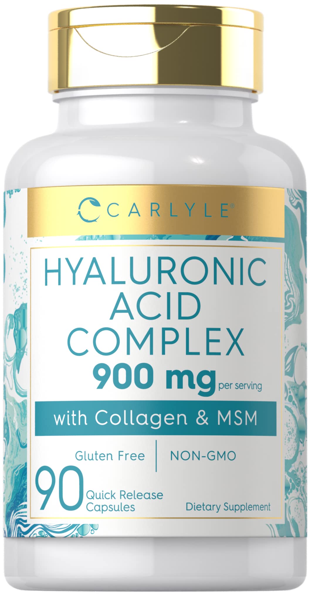 Carlyle Collagen with Hyaluronic Acid 900mg | 90 Capsules | with MSM | Hydrolyzed Collagen Complex | Non-GMO, Gluten Free Supplement