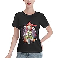 Anime Space Dandy Meow T Shirt Female Summer Round Neck Clothes Casual Short Sleeves Tee Black