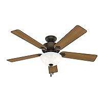 Hunter Fan Company Swanson 52-inch Indoor New Bronze Traditional Ceiling Fan With Bright LED Light Kit, Pull Chains, and Reversible WhisperWind Motor Included