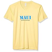 Maui Graphic Printed Premium Tops Fitted Sueded Short Sleeve V-Neck T-Shirt