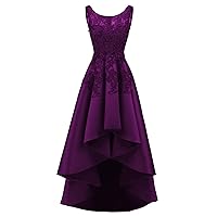 Womens Lace Appliques High Low Prom Dresses Long Aline Formal Evening Gown