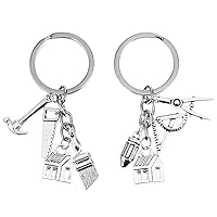 PartyKindom 2pcs House Keychain Couples Ornament Guy Gift Couples Jewelry Hammer Keychain Architect Teacher Keychain Architect Jewelry Architectural New Adventure Zinc Alloy Student Bags