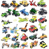 30 Boxes Military Vehicles and Engineering Cars Building Brick Sets, 3D Assembly Cars Truck Helicopter for Party Favors, Kids Prizes, Mini Building Block Car Toys for Boys and Girls