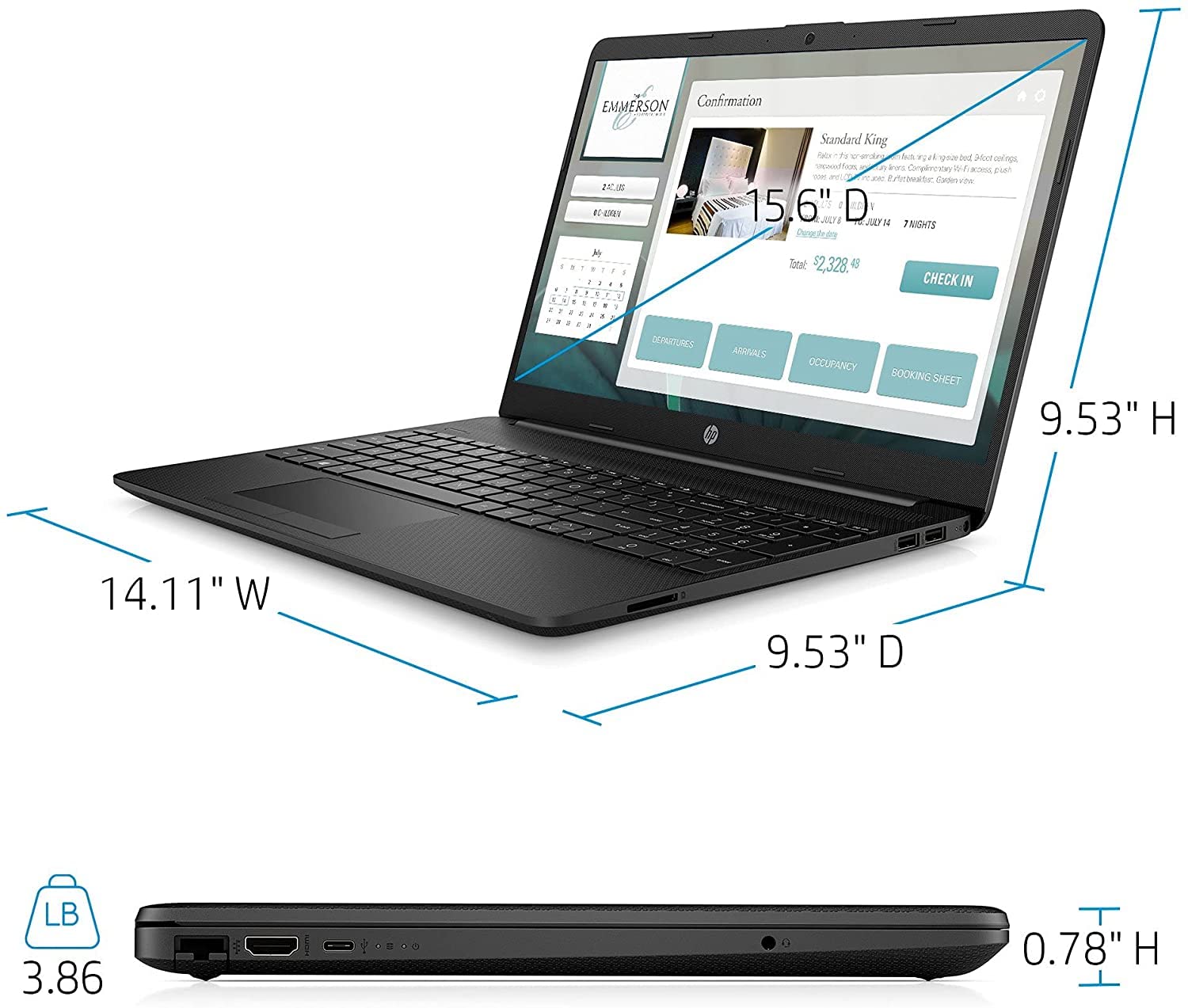 HP Newest 15 Laptop,15.6’’ FHD, Intel Celeron N4020, 4GB DDR4 RAM, 128GB SSD, Bluetooth, Webcam, WiFi, Black,Windows 10 Home