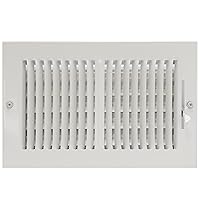 EZ-FLO 10 x 6 Inch (Duct Opening) White Air Vent Cover for Wall or Ceiling, Two-Way Ventilation Register, 13-3/4 Inch x 7-3/4 Inch (Overall Dimensions), Solid Steel HVAC Cover, 61610