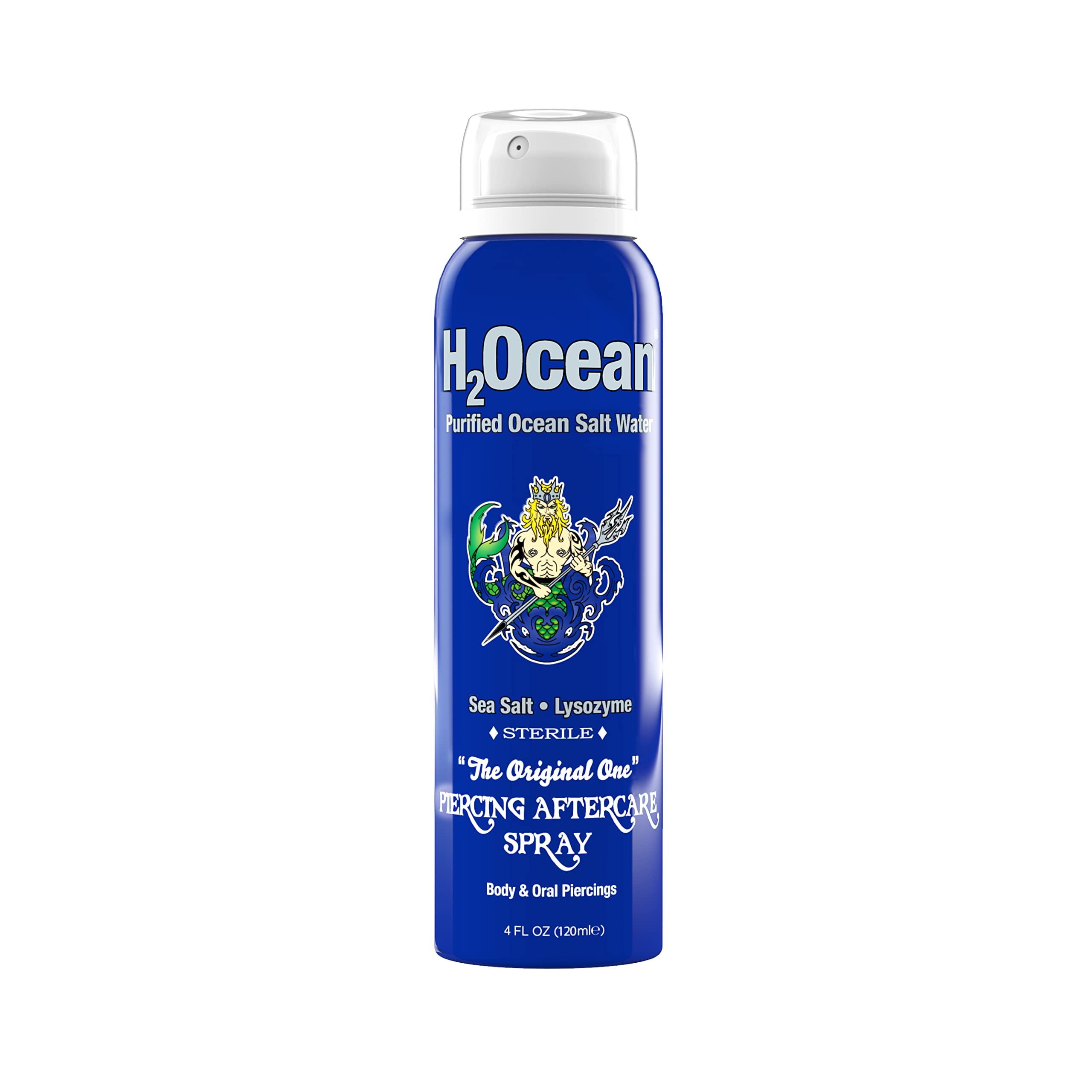 H2Ocean Piercing Aftercare Spray 4oz - Ear, Nose, Earring, Belly Button Piercing Wound Wash Cleaner with Sea Salt Saline Solution - Keloid Bump Scar Removal Treatment