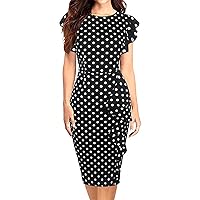 Dresses for Women - Polka Dot Print Ruffle Trim Dress