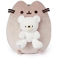 GUND Pusheen with Kai Bear Plush, Stuffed Animal Cat with Teddy Bear for Ages 8 and Up, 9.5”, Gray