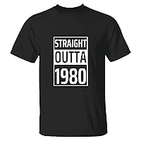 Straight Outta 1980 Birthday 41th 42th Birthday for Women Mom Sister Wife Grandma Coworker Men Women Navy Black Multicolor T Shirt
