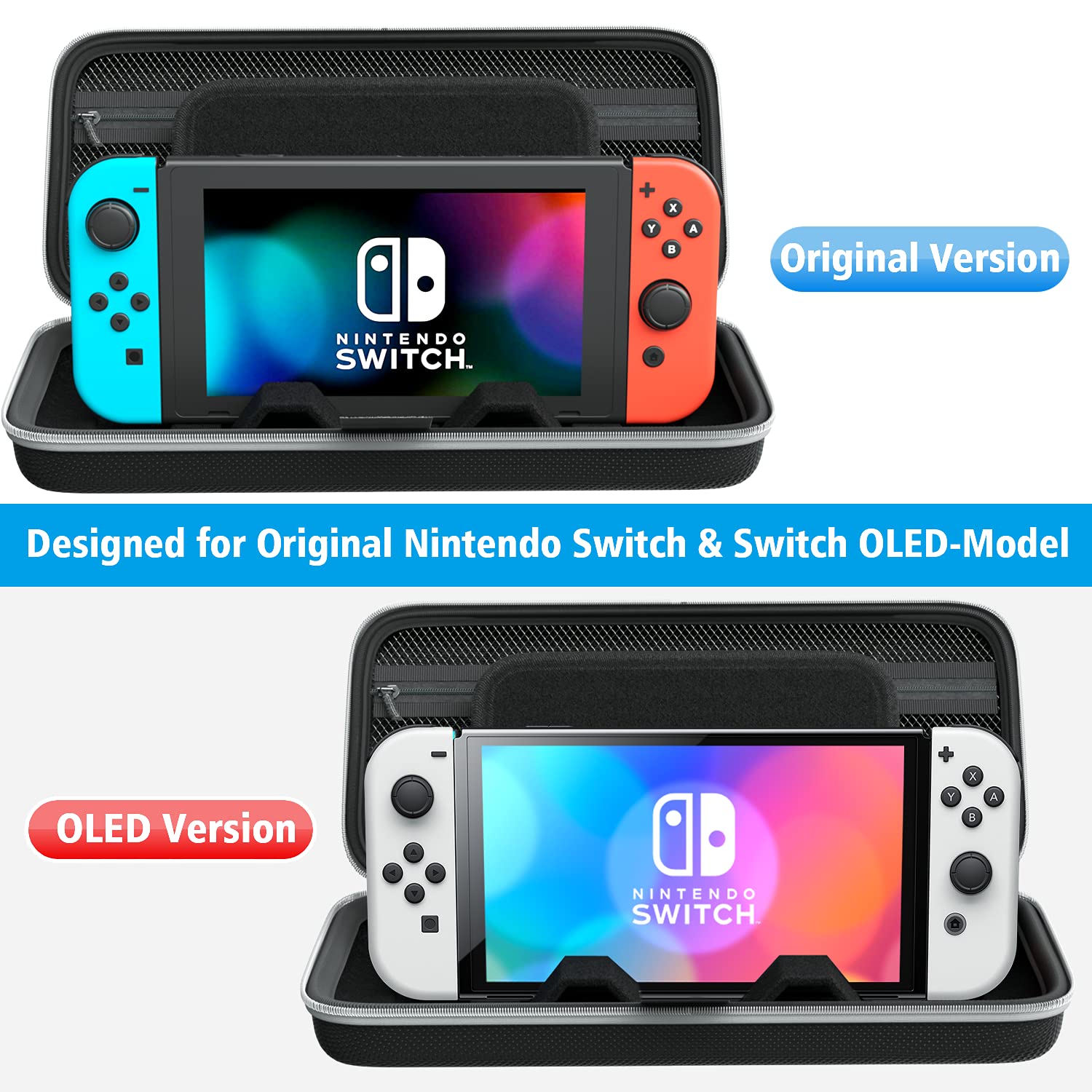OIVO Switch OLED Case for Switch OLED New Model, Large Capacity Switch Carrying Case Portable Travel Hard Case with Game Card Storage Slots Compatible with Nintendo Switch/OLED Model