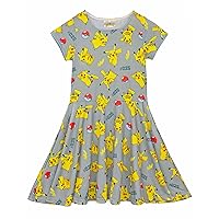 Pokemon Skater Dress Girls Kids Pikachu Pokeball Costume Outift 5-6 Years