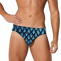 Blue Dragon Scales Funny Swim Briefs for Men Bikini Swimsuit Low Rise Short Surfing Briefs Swimwear