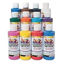 S&S Worldwide Color Splash! Liquid Tempera Bulk Paint, Set of 12 in 11 Bright Colors, 8-oz Flip-Top Bottles, Great for Arts & Crafts, School, Classroom, Poster Paint, For Kids & Adults, Non-Toxic.