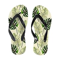 Vantaso Slim Flip Flops for Women Watercolor Green Leaves Yoga Mat Thong Sandals Casual Slippers