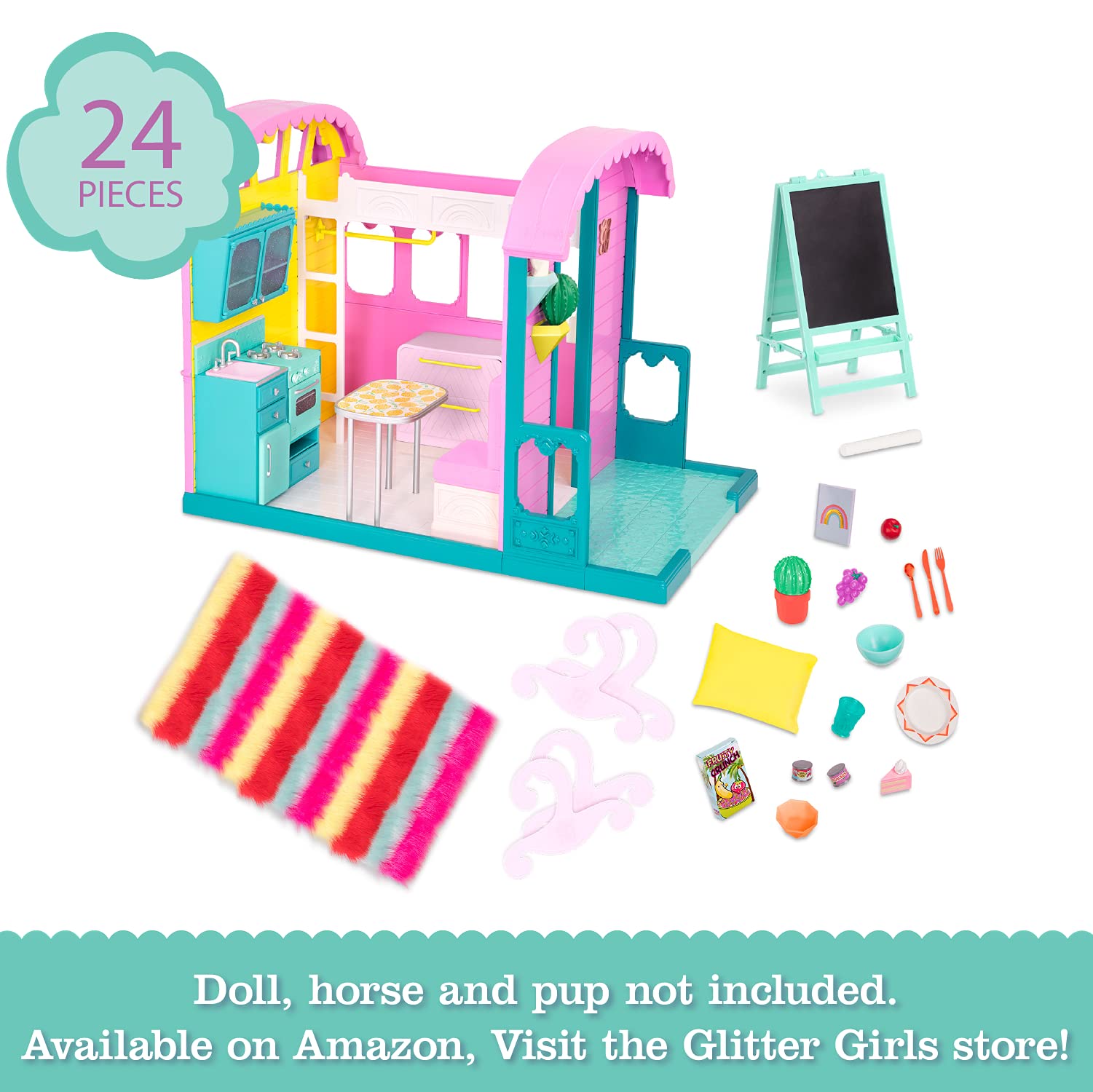 Glitter Girls – GG Doll House Playset with Furniture and Home Accessories – Kitchen, Oven, and Patio – 14-inch Doll Clothes and Accessories for Kids Ages 3 and Up