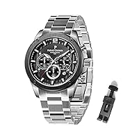 PC PARAS CROWN Men's Watches Fashion Luxury Quartz Waterproof Chronograph Watch for Men Silicone Band Stainless Steel Case