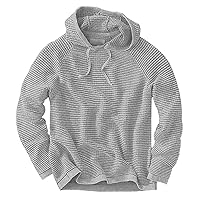 Men's Waffle Knitted Hoodies Sweatshirt Solid Color Plaid Jacquard Hipster Drawstring Casual Hallween Pullover Tops
