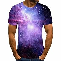 Graphic Tees Men, 3D T-Shirts for Men Casual Crew Neck Shirts 3D Printed Galaxy Graphic T-Shirts Men Graphic T-Shirts XXS 2