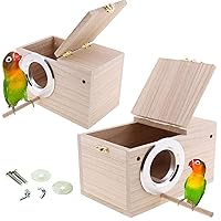 Finch,Canary and Medium-Sized Birds PINVNBY Parakeet Nesting Box Bird House Wood Breeding Box Parrots Mating Box for Lovebirds,Cockatoo,Budgie 