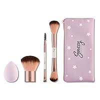 Sassy Brush Kit - Beauty Tool Kit for Women - All-in-One Beauty for Eyes and Face - Brush Kit Great for Makeup Application - Kit Includes Reusable Zipper Pouch - 4 Pc