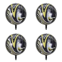 4D Balloons All Round Foil Balloons Bride Baby Shower Wedding Birthday Party Prom Helium Balloons Decoration, Pack of 4 (Black Agate)