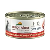 almo nature HQS Complete Chicken With Duck In Gravy, Grain Free, Adult Cat Canned Wet Food, Shredded.