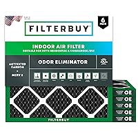 12x12x1 Air Filter MERV 8 Odor Eliminator (6-Pack), Pleated HVAC AC Furnace Air Filters Replacement with Activated Carbon (Actual Size: 11.69 x 11.69 x 0.75 Inches)