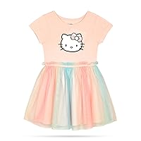 Hello Kitty Girls and Toddlers' Short Sleeve Tutu Dress Casual Tulle Skirt Dresses, Pink Dogwood, 5/6