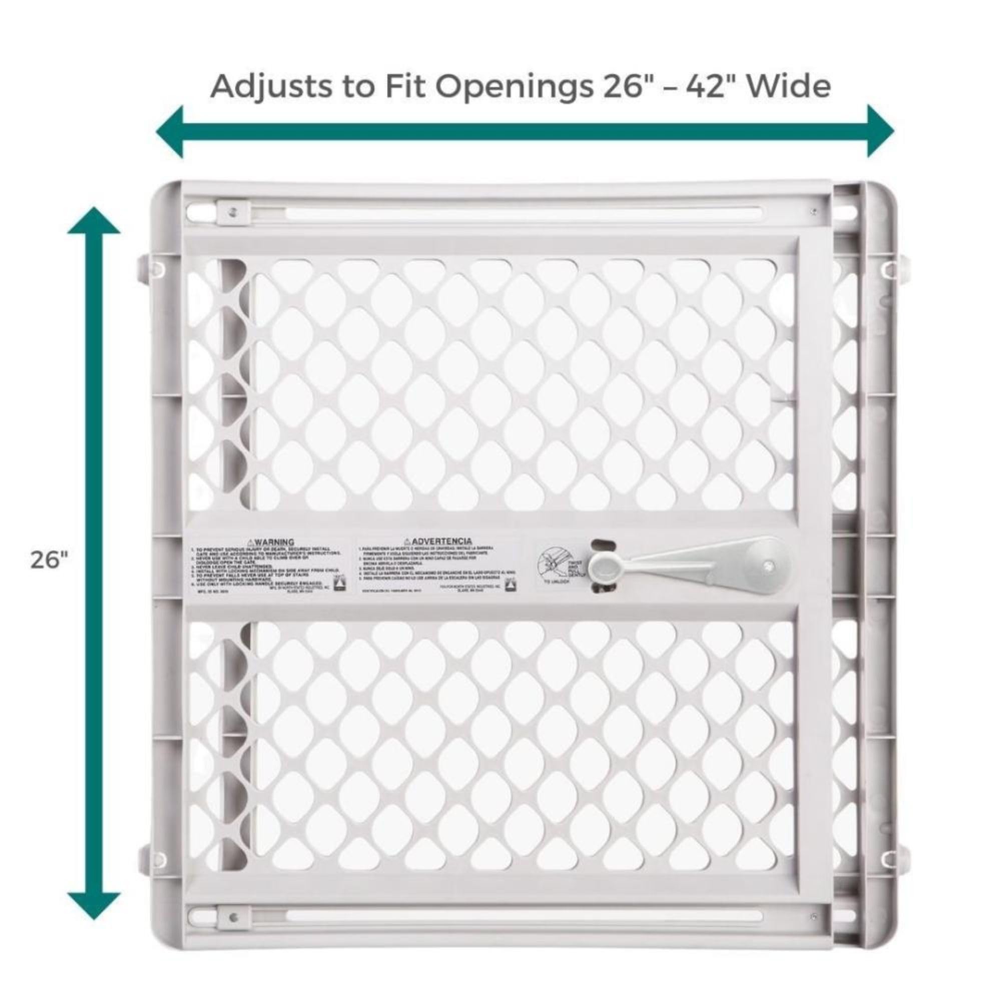 MYPET North States Universal Pet Gate: 26” - 42” Wide Dog Gate. Use as Pressure Mounted Gate or Swinging Door with Included Hardware. Dog Gates for Doorways, 26