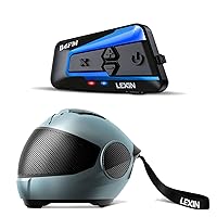 LEXIN B4FM Motorcycle Bluetooth Headset, 10 Riders Helmet Communication System, Bundle Model S Helmet Style Portable Bluetooth Speaker Blue