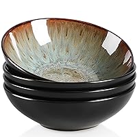 vancasso Bubble 24oz Cereal bowls, 7 Inch Stoneware Pasta Bowls Lead-free Soup Bowls, Brown Bowl Set of 4 for Kitchen Bubble Brown for Cereal Soup Oatmeal Salad, Dishwasher & Microwave Safe