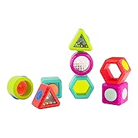 Infantino Peek & See Activity Blocks - Fine Motor Skills, Stacking Play, Block Set, Sensory Play, Rattle Sounds, Shapes, Colors, Tactile Multi-Textured Blocks, Easy Press & Stay Design, 6+ Months
