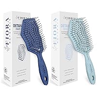 Fiora Naturals Hair Detangling Brush -100% Bio-Friendly Detangler hair brush w/Ultra-soft Bristles- Glide Through Tangles with Ease (Occean Blue & Navy Blue)