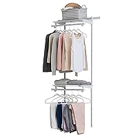 Rubbermaid Configurations Custom Closet Kit, 2-4 Ft. Adjustable Metal Wire Shelving, White Finish, Expandable Organization System, Hardware Included, for Home Closet/Pantry/Laundry/Mudroom