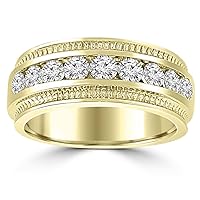 0.75 ct Men's Round Cut Diamond Wedding Band Ring in Channel Setting in 14 kt Yellow Gold
