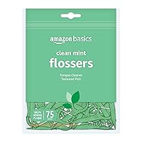 Amazon Basics Clean Mint Flossers, 75 Count, 1-Pack