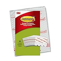 Command Poster Strips, Damage Free Hanging Poster Hangers, No Tools Wall Hanging Strips for Posters, 64 White Command Adhesive Strips