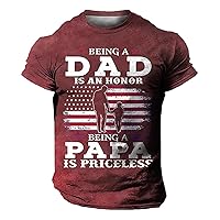 Mens Father's Day Super Dad Shirt Big&Tall Vintage Distressed American Flag Letter Print T-Shirts Muscle Fit Short Sleeve Tee