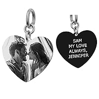 Heart Plate Engraving Personalized Photo and Message Pendant Dangle Charm Bead for European Charm Bracelets