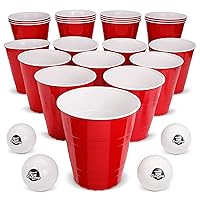 GoPong Giant 110 oz Red Party Cup 24 Pack with 4 XL Pong Balls - 24 Giant Cups for Beer Pong, Flip Cup or Novelty Use