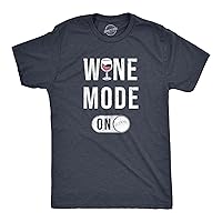 Mens Wine Mode On T Shirt Funny Red White Drinking Lovers Button Joke Tee for Guys