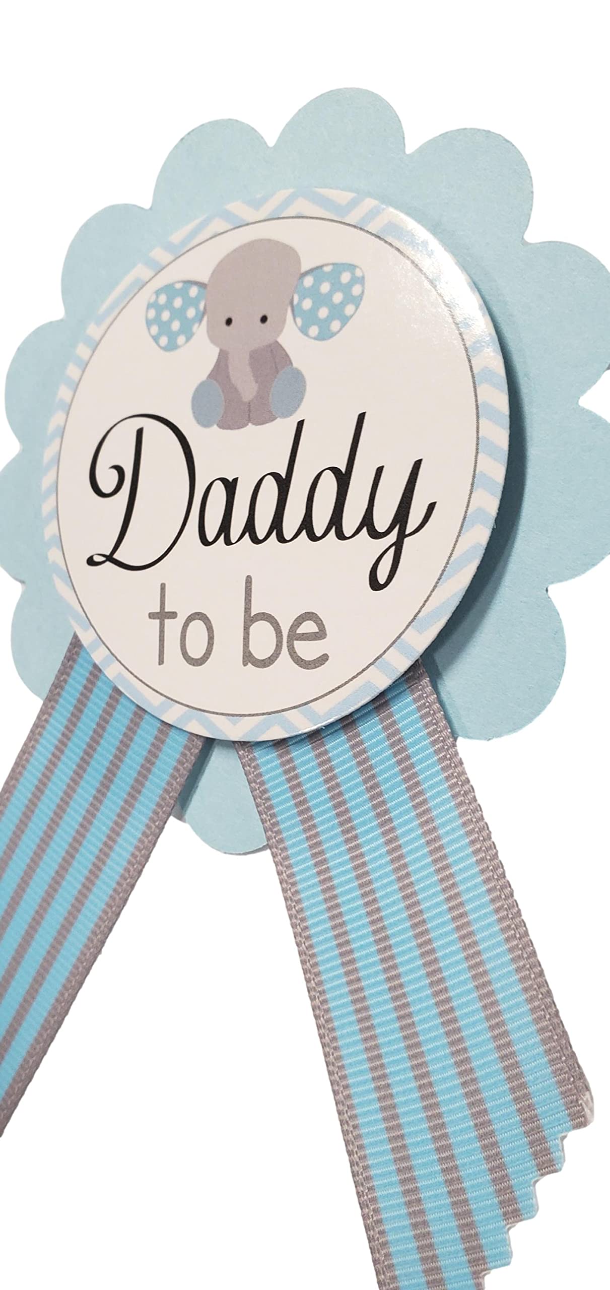 Dad to Be Pin Elephant Baby Shower Button It's a Boy for daddy to wear, Blue & Gray, Baby Sprinkle