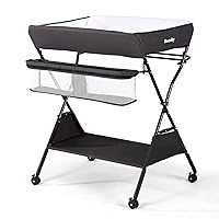 Sweeby Infant Changing Table with Changing Pad, Changing Table Portable Pad Nursery Furniture Baby Changing Station, Dark