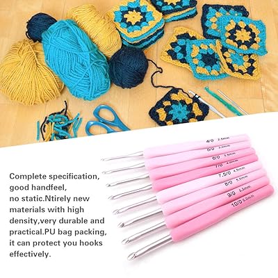 9pcs Crochet Hooks Set, Soft Handle Crochet Hooks Kit with Portable Case  for Arthritic Hands