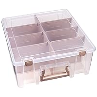 ArtBin 6990RK Super Satchel Double Deep, Portable Art & Craft Organizer with Handle, [1] Plastic Storage Case, Clear with Rose Gold Accents