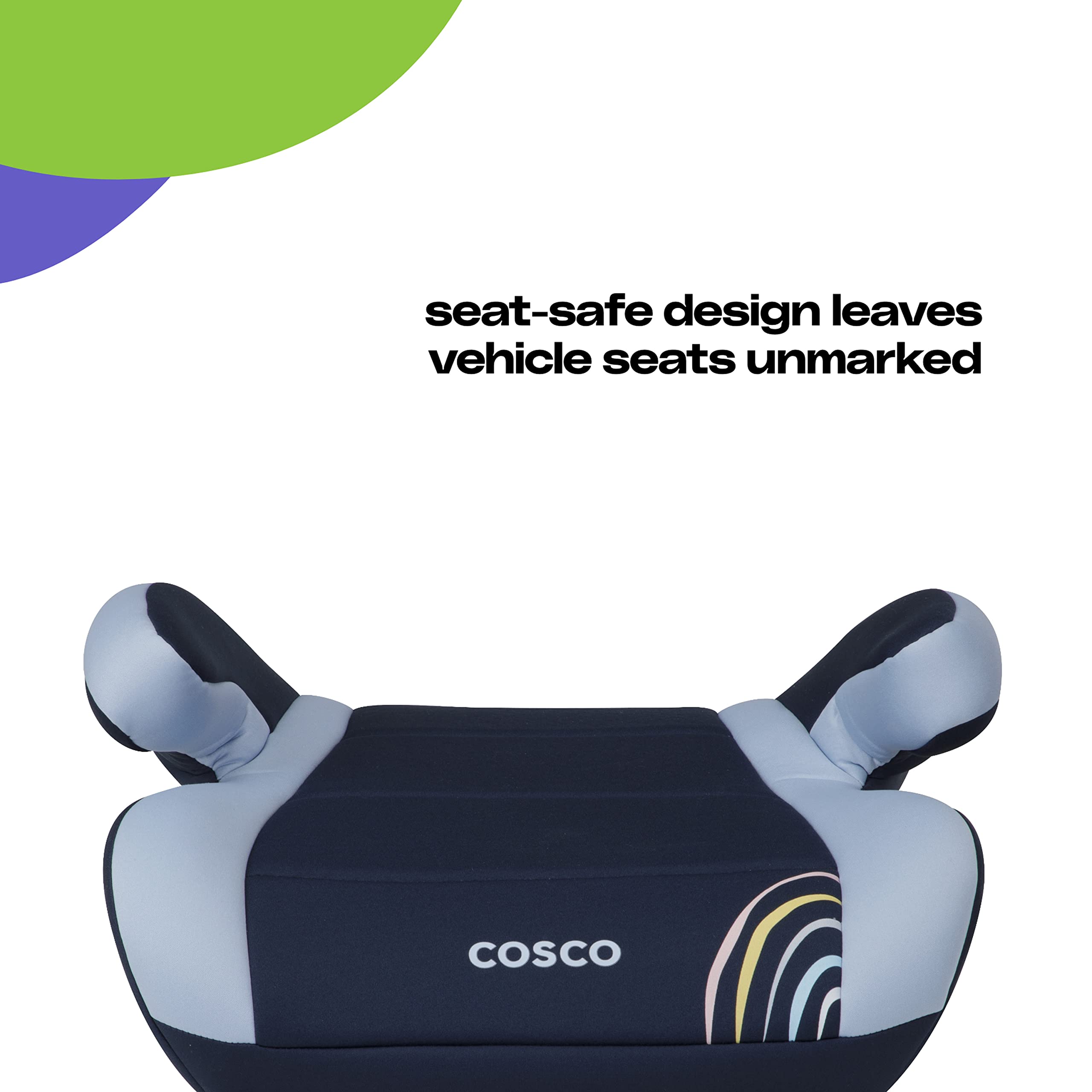 Cosco Topside Backless Booster Car Seat, Lightweight 40-100 lbs, Rainbow