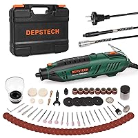 TECCPO Rotary Tool Kit 1.8 Amp, 10000-40000RPM Power Wood Carving Tools with Universal Keyless Chuck and Flex Shaft, 6 Variable Speed- 6 Attachments