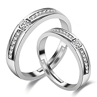 Uloveido 2 pcs Adjustable His and Hers Engagement Ring Set Puzzle Matching Heart Wedding Bands Couples Gifts LB018