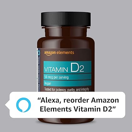 Amazon Elements Vitamin D2 2000 IU, Vegan, 65 Capsules, Supports Strong Bones and Immune Health, 2 month supply (Packaging may vary)